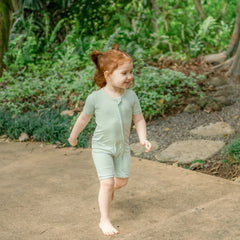 Zipper Shortall Romper in Basil