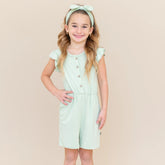Flutter Sleeve Romper in Basil