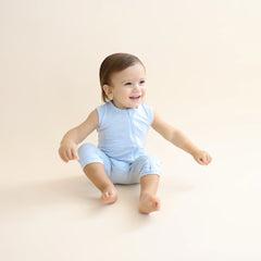 Zippered Sleeveless Romper in Breeze
