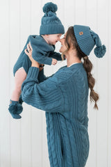 Cable Knit Adult Cardigan in Atlantic