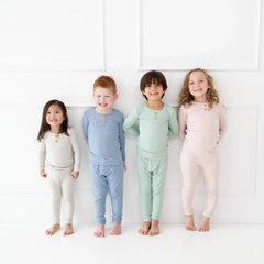 Ribbed Henley Set in Oat