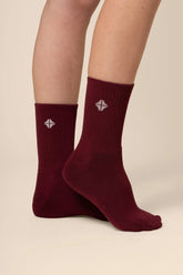 Adult Crew Socks in Burgundy
