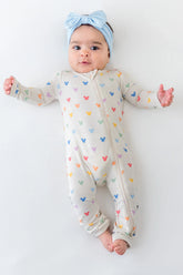 Zippered Romper in Pastel Mickey Mouse