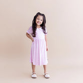 Peter Pan Collar Dress in Gingham Thistle