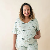 Women's Relaxed Fit V-Neck in Fishing