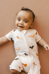 Zipper Shortall Romper in Dachshund