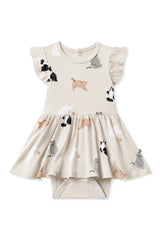 Twirl Bodysuit Dress in Fluffy Cat