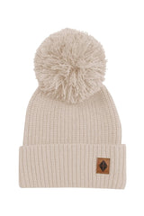 Chunky Knit Pom Beanie in Almond