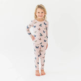 Long Sleeve Pajamas in Blush Butterfly