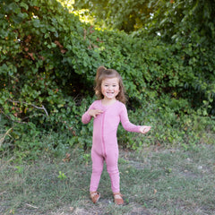Ribbed Zipper Romper in Apple Blossom
