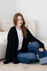 Cable Knit Adult Cardigan in Midnight