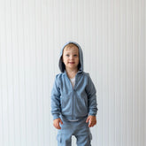 Fleece Zip Up Hoodie in Slate
