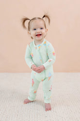 Zippered Romper in Mint Ice Cream