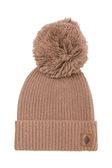 Chunky Knit Pom Beanie in Latte
