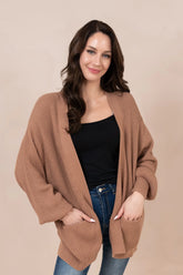 Chunky Knit Women's Oversized Cardigan in Latte