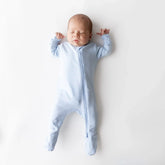 Pointelle Zippered Footie in Breeze