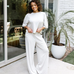 Women's Wide Leg Pant Set in Oat