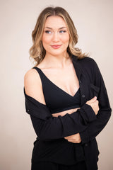Women's Cross Front Bralette in Midnight