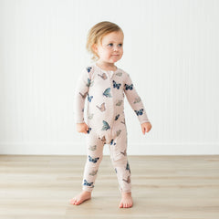 Zippered Romper in Blush Butterfly