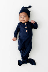 Knotted Gown with Hat Set in Navy