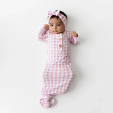 Knotted Gown with Bow Set in Gingham Thistle