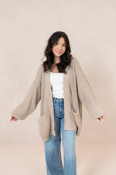 Chunky Knit Women's Oversized Cardigan in Almond