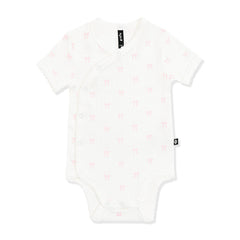 Pointelle Kimono Bodysuit in Sweet Pink Bow