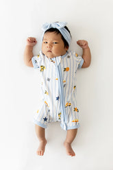 Zipper Shortall Romper in Amalfi Coast