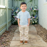Short Sleeve Toddler Henley Tee in Breeze