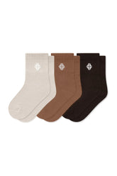 Crew Socks Combo 3-Pack in Cafe