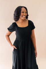 Women’s Smocked Dress in Midnight