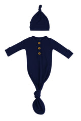 Knotted Gown with Hat Set in Navy
