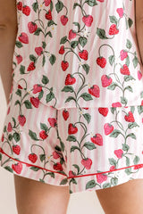 Women's Short Sleeve Pajama Set in Strawberry Fields