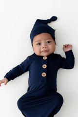 Knotted Gown with Hat Set in Navy