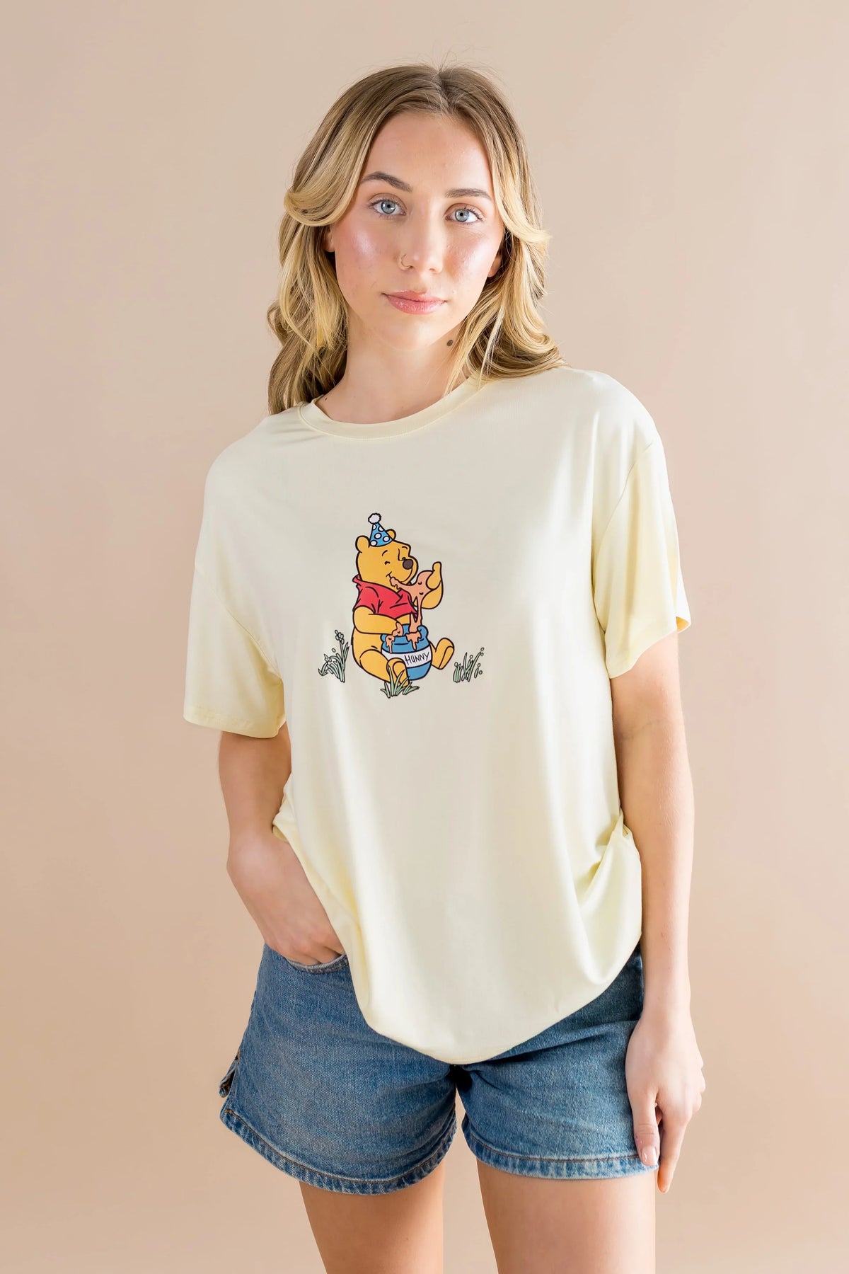 Women's Graphic Tee in Winnie the Pooh on Chamomile