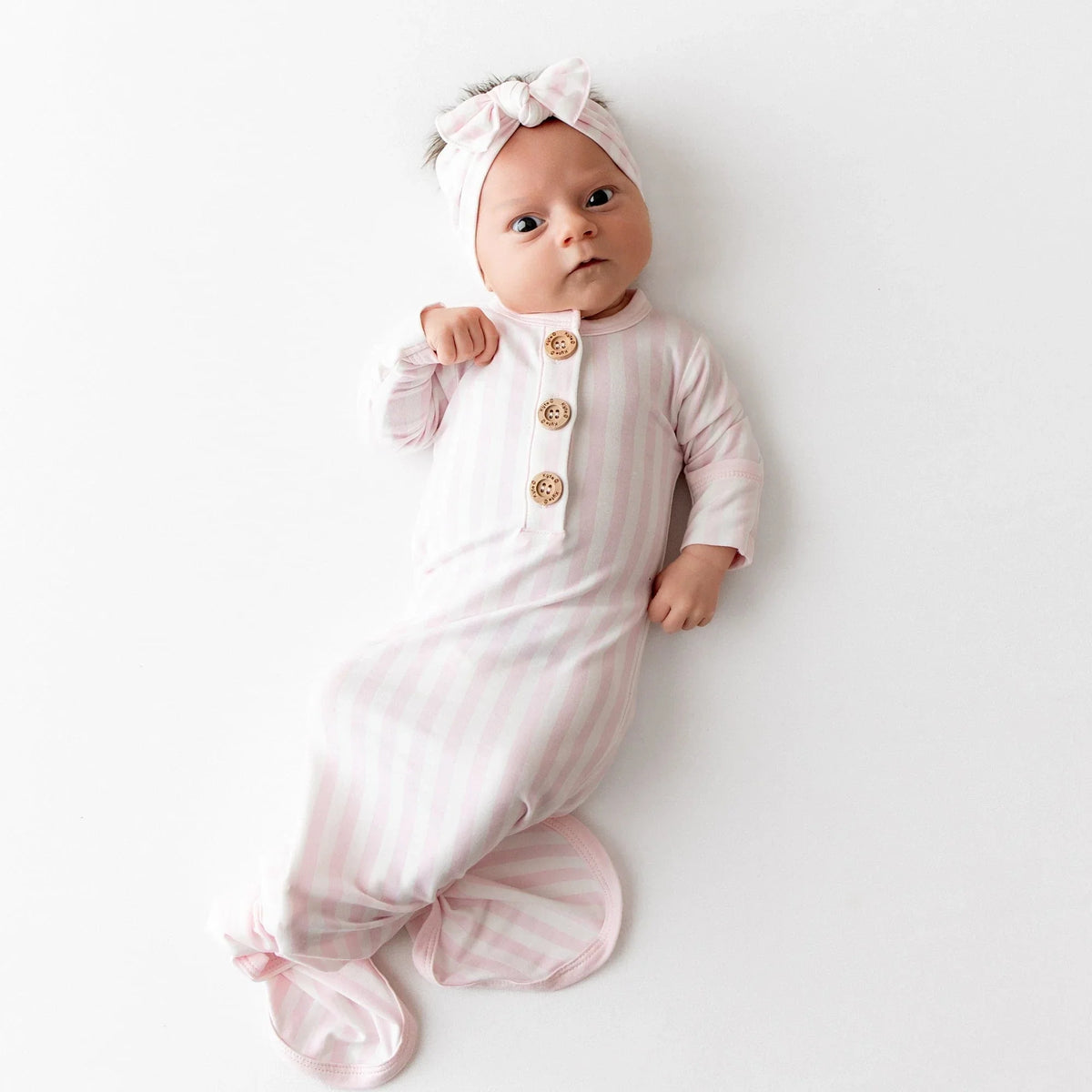 Knotted Gown with Bow Set in Small Sakura Stripe