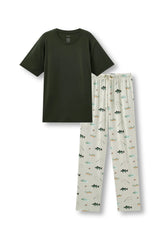 Men's Short Sleeve & Pant PJ Set in Fishing