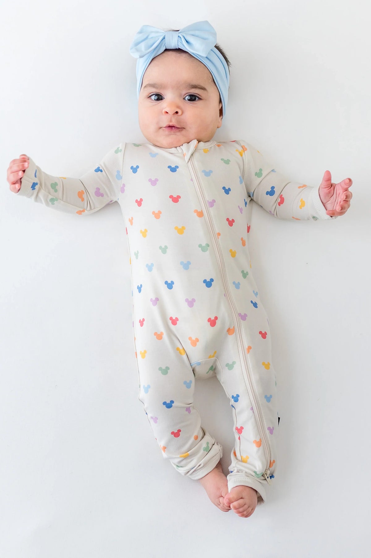 Zippered Romper in Pastel Mickey Mouse