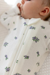 Pointelle Zippered Footie in Spray Rose