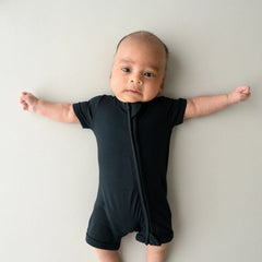 Zippered Shortall Romper in Midnight