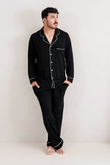 Men's Long Sleeve Pajama Set in Midnight