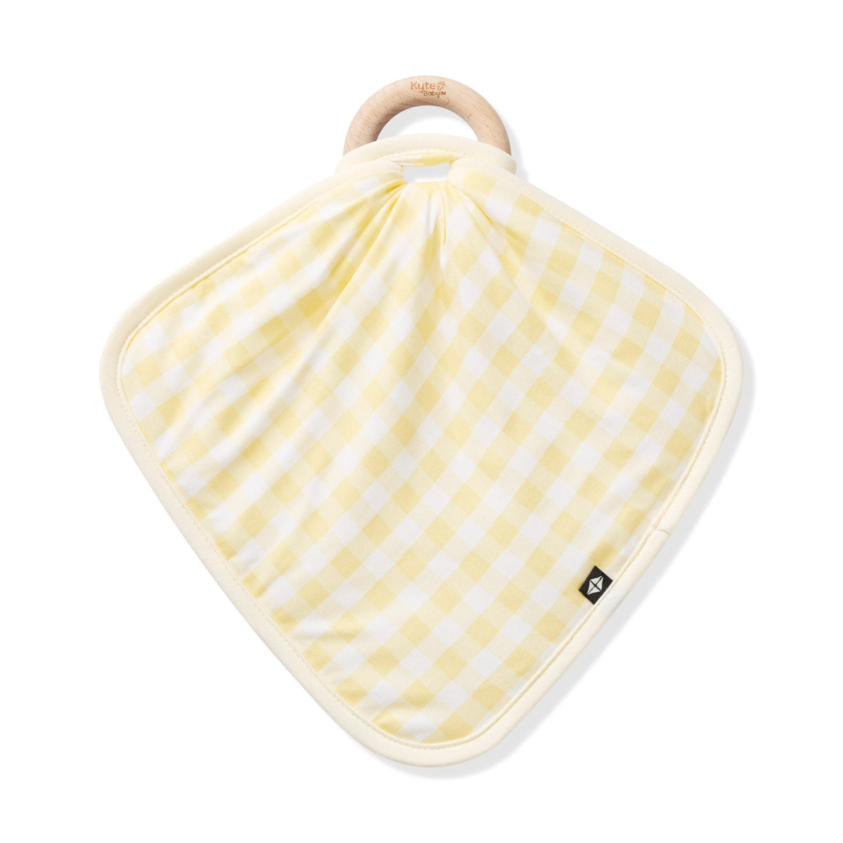 Lovey in Gingham Chamomile with Removable Wooden Teething Ring