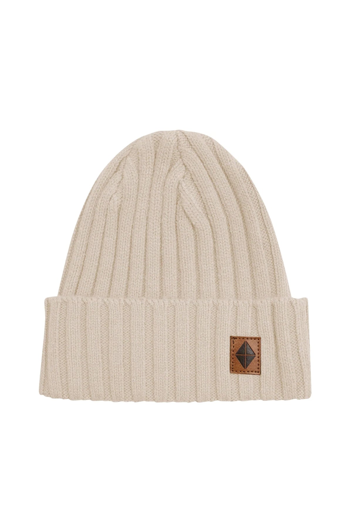 Chunky Knit Ribbed Beanie in Almond