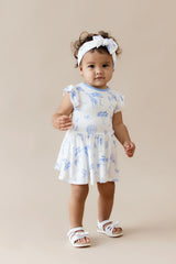 Twirl Bodysuit Dress in Toile Safari