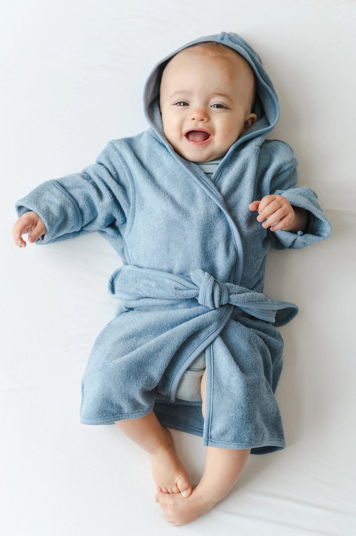 Hooded Bath Robe in Slate