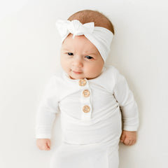 Knotted Gown with Bow Set in Cloud