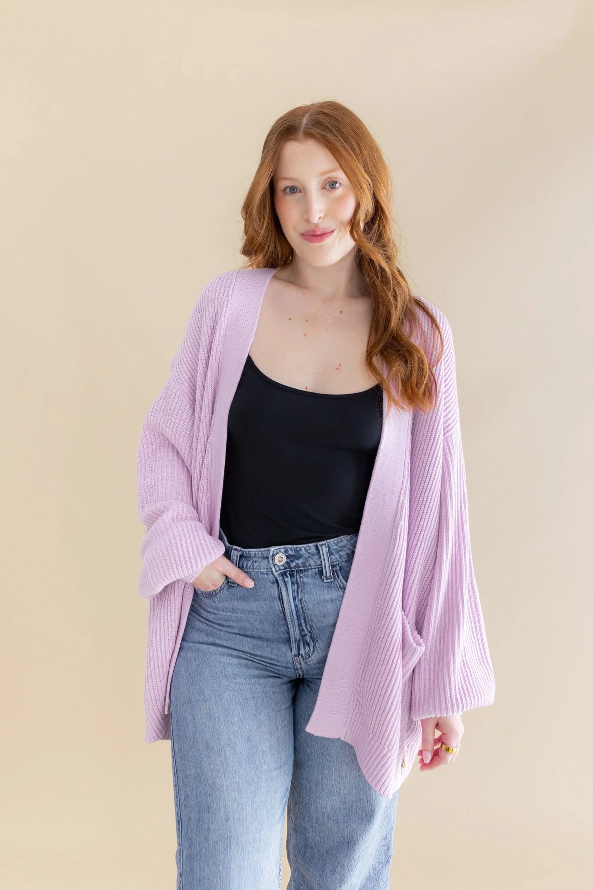 Chunky Knit Women's Oversized Cardigan in Thistle