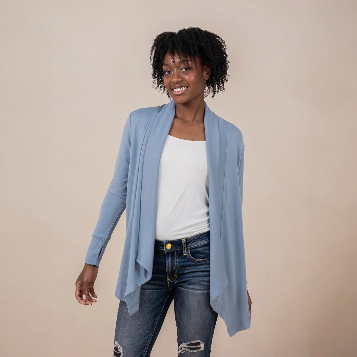 Women's French Terry Wrap Top in Slate