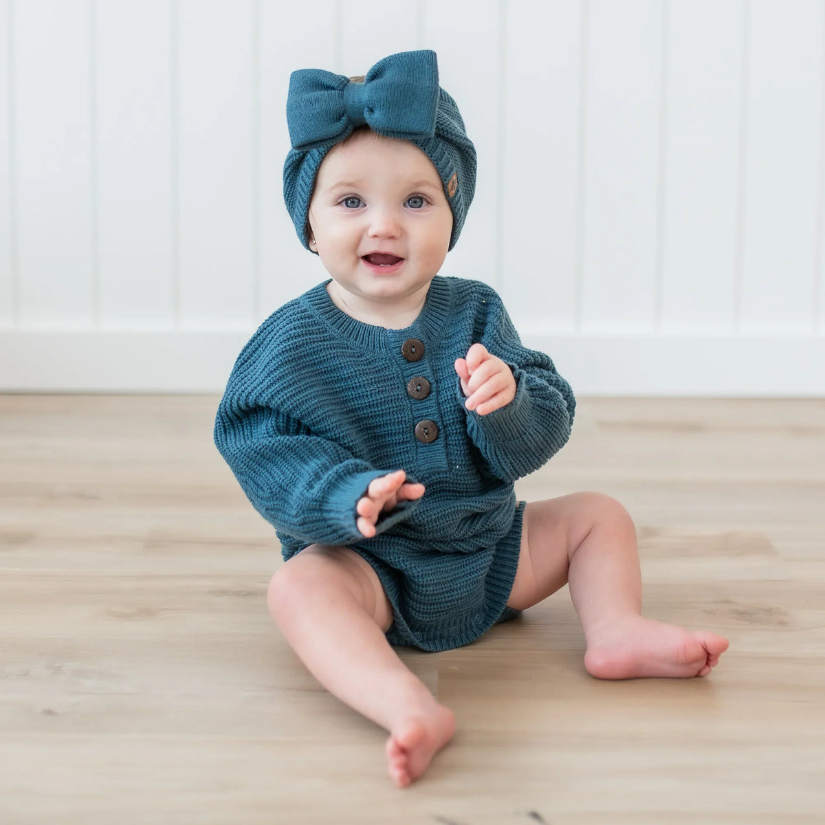 Chunky Knit Romper in Atlantic