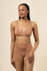 Women's Cross Front Bralette in Latte